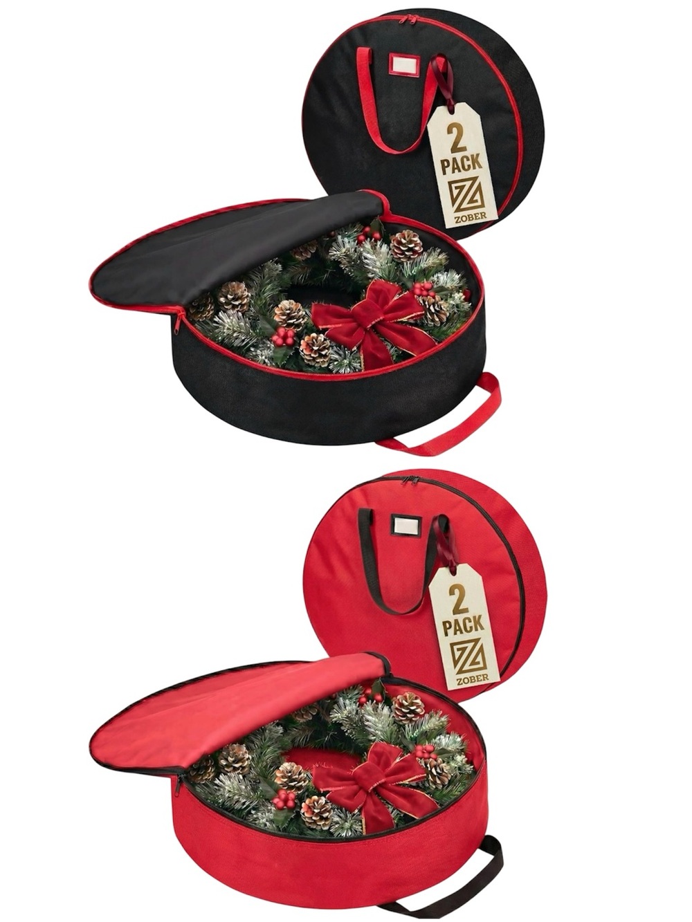 Zober 2-Pack Wreath Storage Bags 36”- Choose One